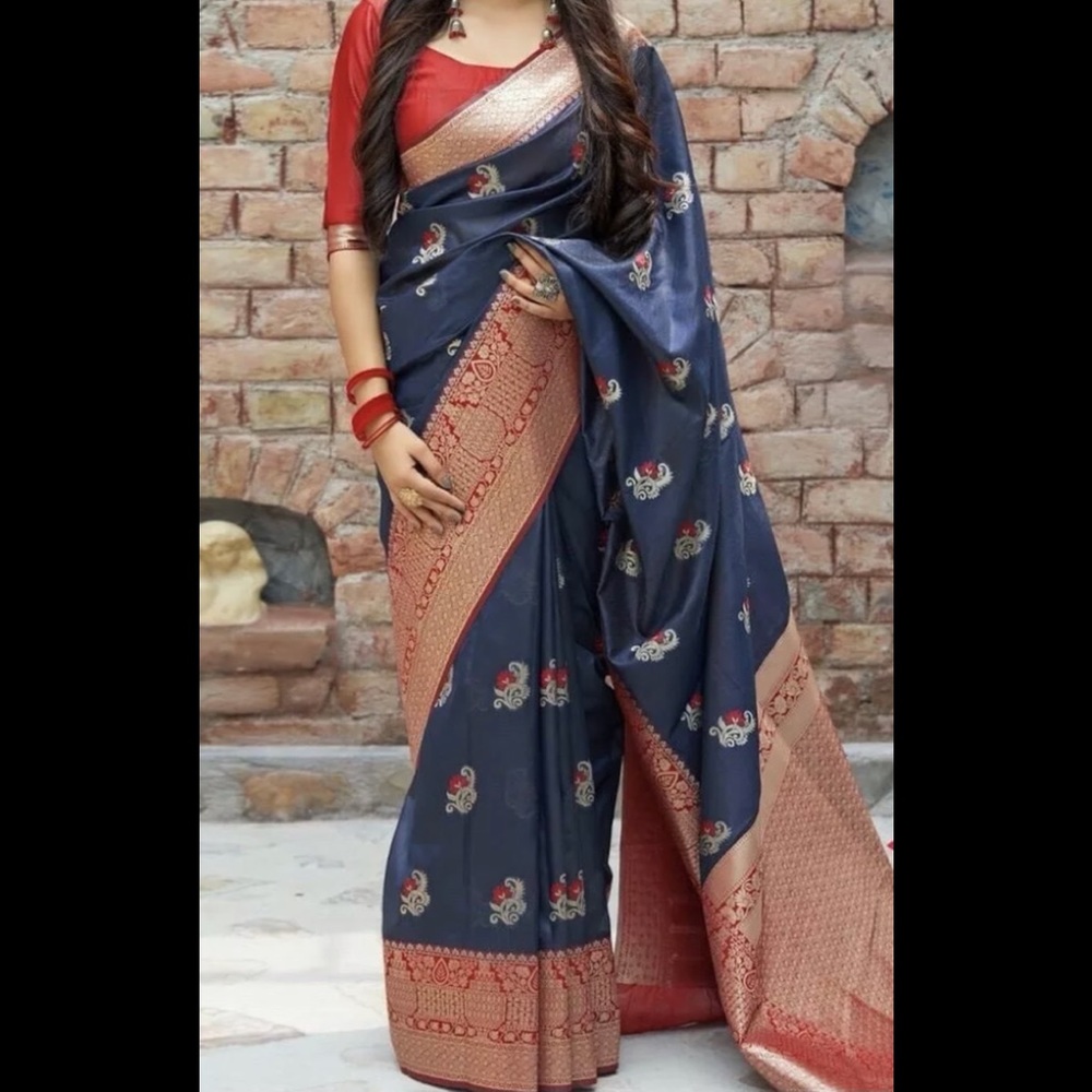 Jute Spun Silk Benarasi Saree With Blouse Piece